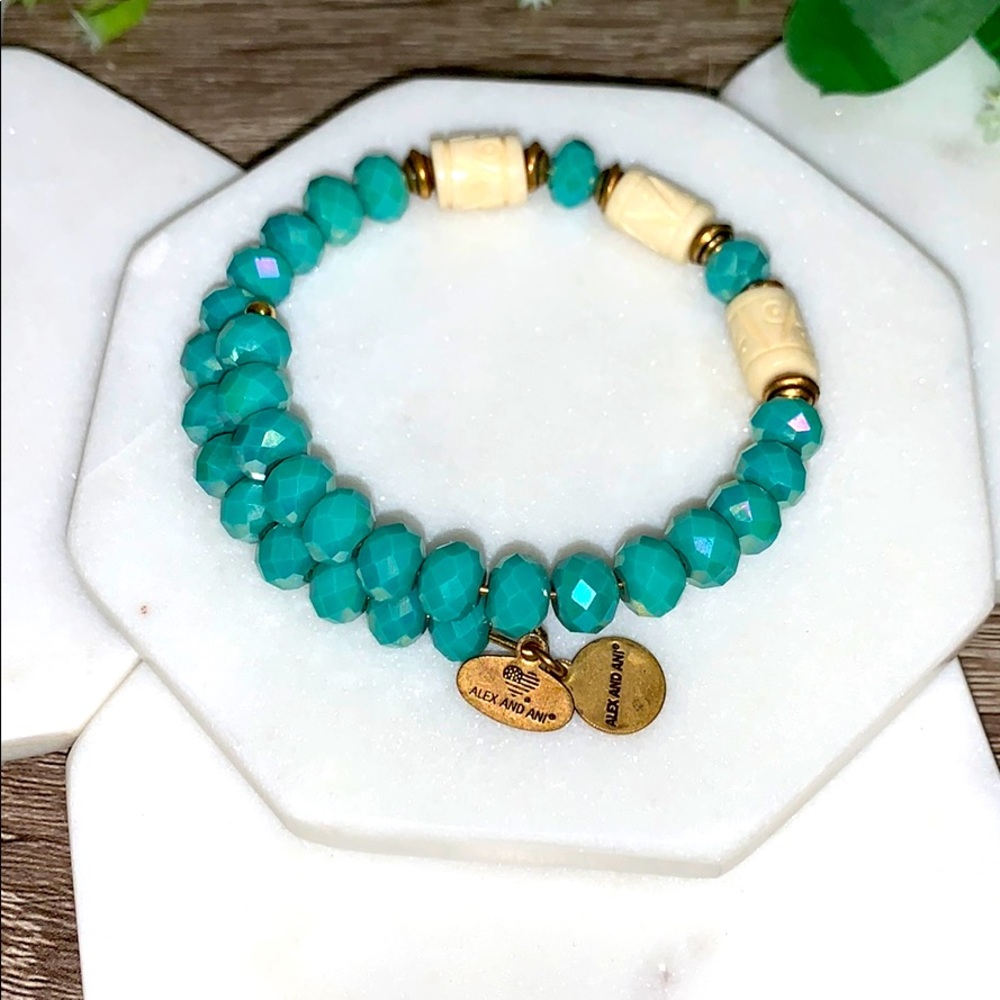 BOGO Alex & Ani Gold Deep Sea Marina Teal Beaded Wrap!
